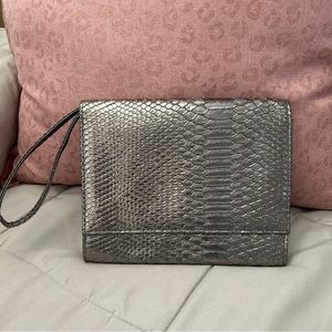 Neiman Marcus Metallic Crocodile Wristlet